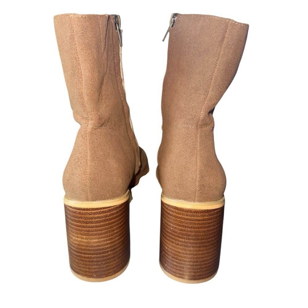 Oasis Society Alexandra Ankle Boots Size9 Chunky Boho Block Heel Toffee Suede